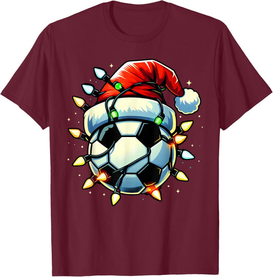 Christmas Soccer Xmas Santa Soccer Lover Men Boys Girls Kids T-Shirt - T-Shirt | Maroon