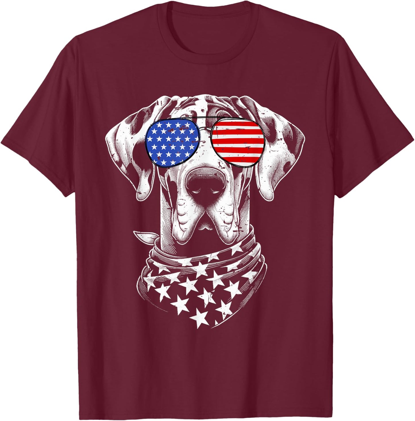 Great Dane Dog Dad Patriotic 4th of July American US Flag Women Kids Men T-Shirt - T-Shirt | Maroon