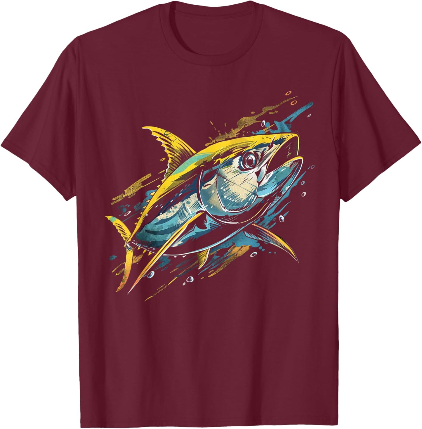 Yellowfin Tuna Fishing Big Game Fisherman T-Shirt - T-Shirt | Maroon