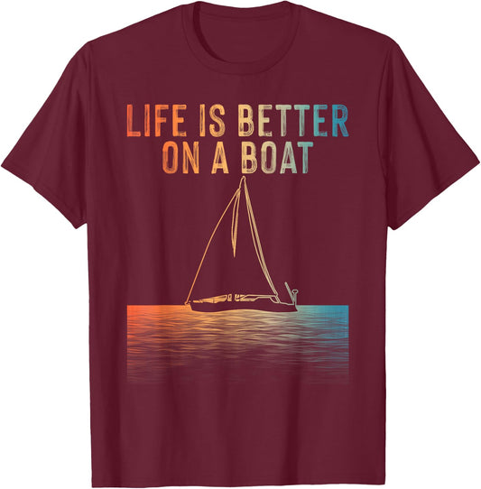 Sailing Design Women Sailor Boating Captain Sailboat T-Shirt - T-Shirt | Maroon