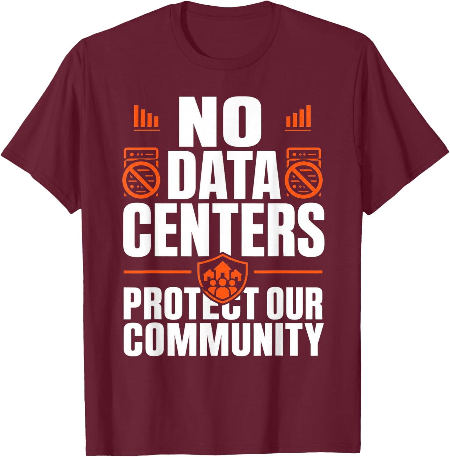 No Data Centers Protect Our Community Retro T-Shirt - T-Shirt | Maroon