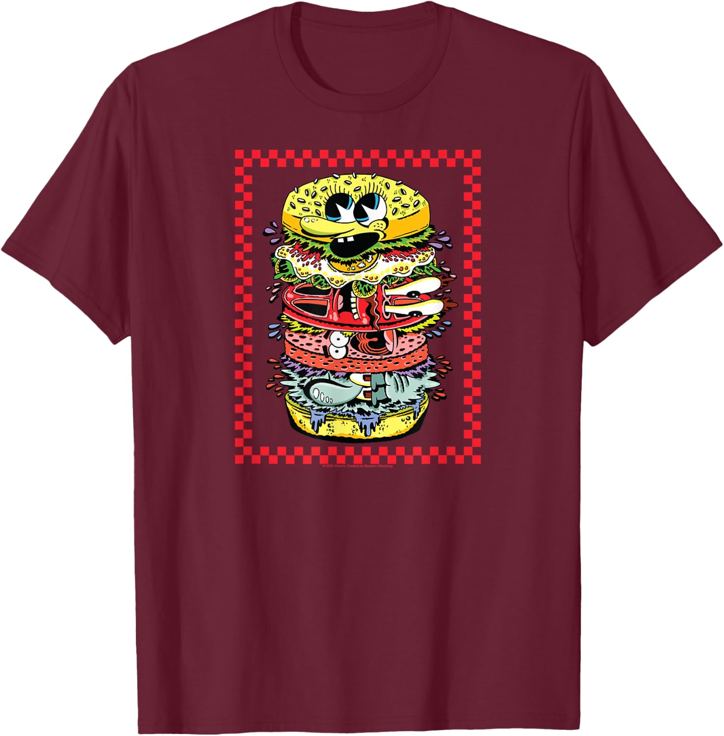 SpongeBob SquarePants - Krabby Patty Character Ingredients T-Shirt - T-Shirt | Maroon