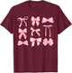 Bows Coquette Bow Coquette Aesthetic Preppy Girly Girl T-Shirt - T-Shirt | Maroon
