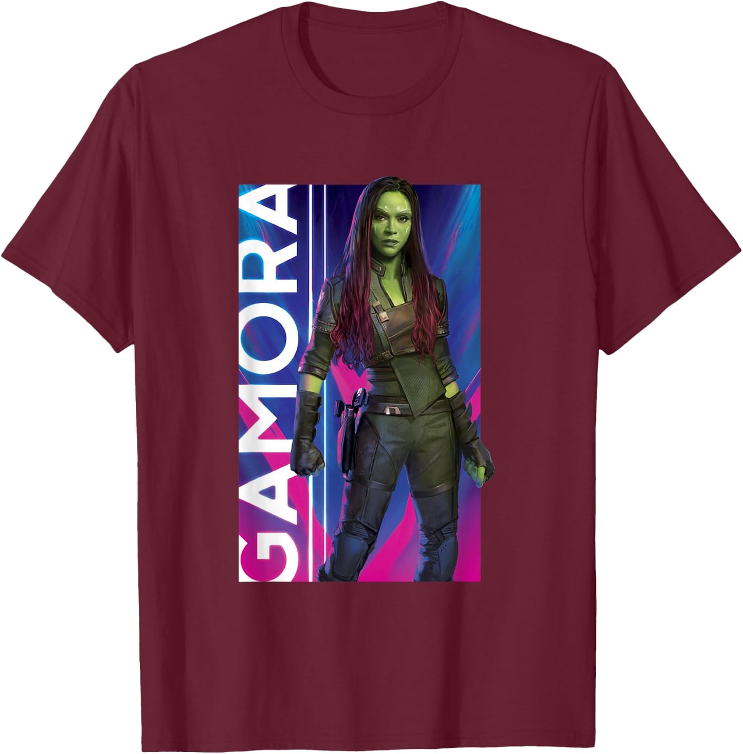 Marvel Guardians of The Galaxy Vol. 3 Vintage Gamora Panel T-Shirt - T-Shirt | Maroon