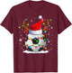 Soccer Santa Hat Reindeer Christmas Lights Funny Xmas T-Shirt - T-Shirt | Maroon