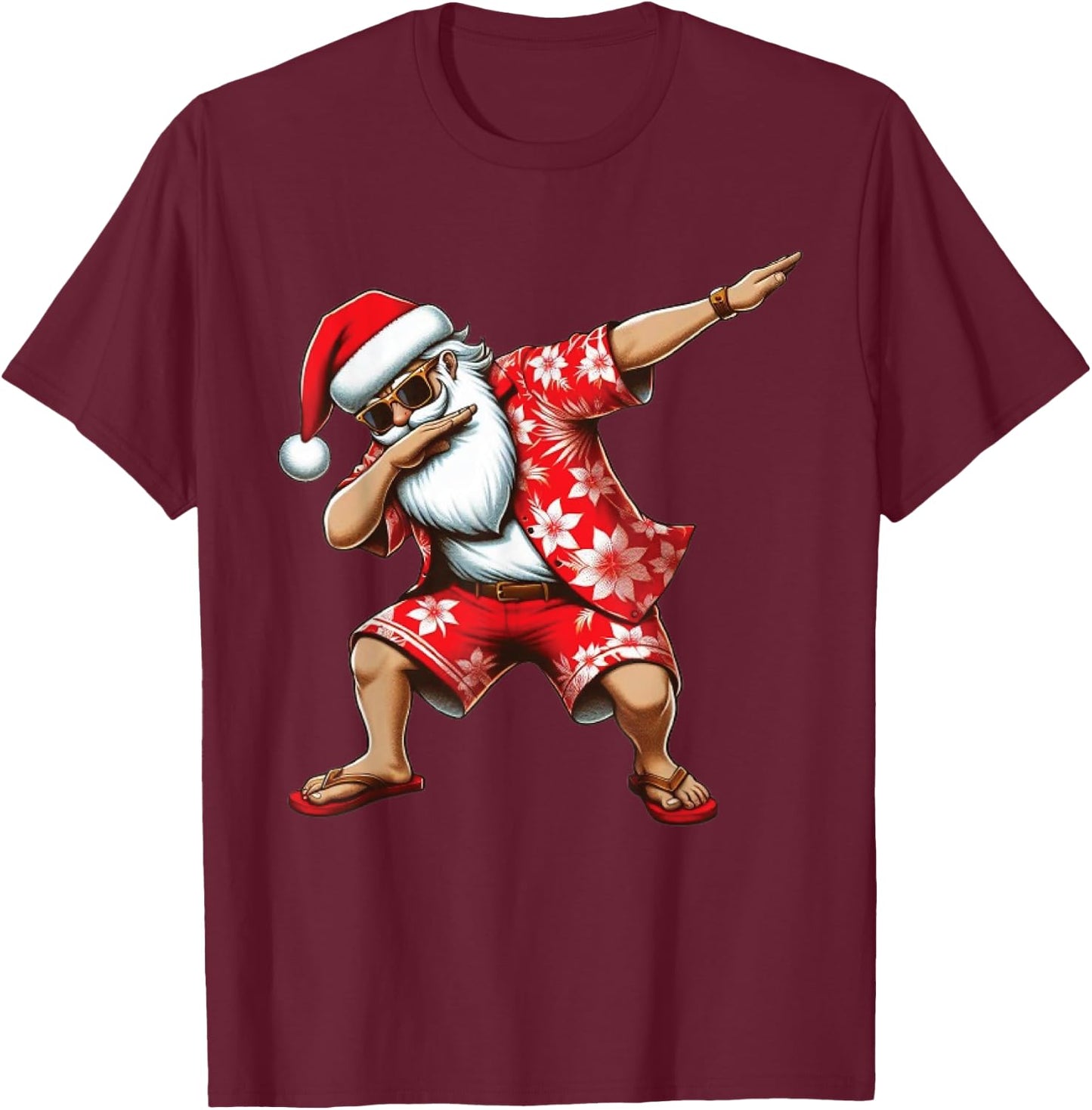 Dabbing Santa Christmas in July Boys Men Hawaiian Xmas Dab T-Shirt - T-Shirt | Maroon