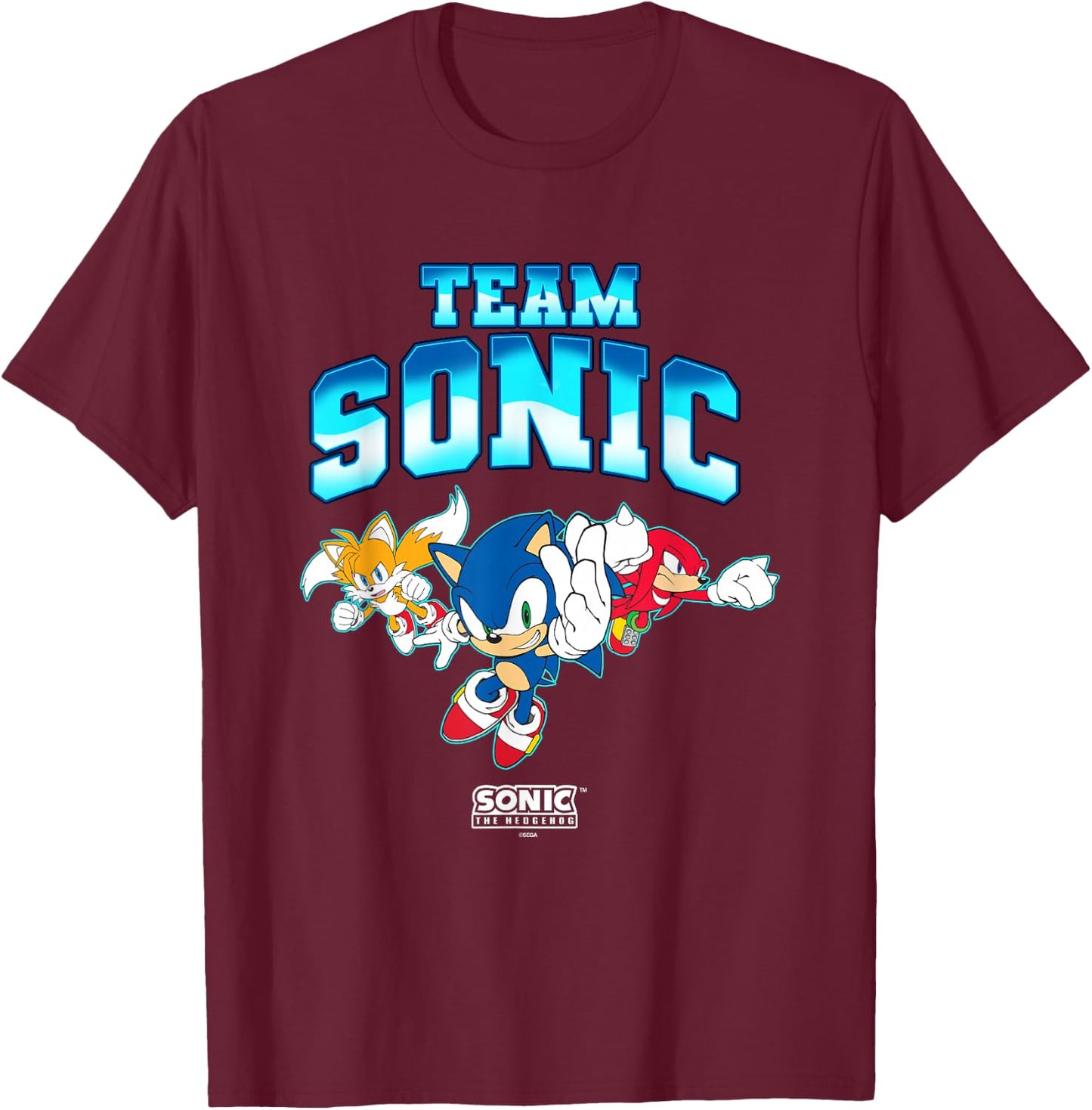 Sonic The Hedgehog Team Sonic Main Trio Epic Group Shot T-Shirt - T-Shirt | Maroon