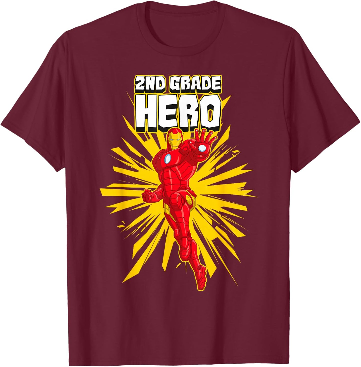 Marvel Iron Man 2nd Grade Hero School Text T-Shirt - T-Shirt | Maroon