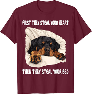 Rottweiler Sleeping Pajamas Nightgown T-Shirt - T-Shirt | Maroon