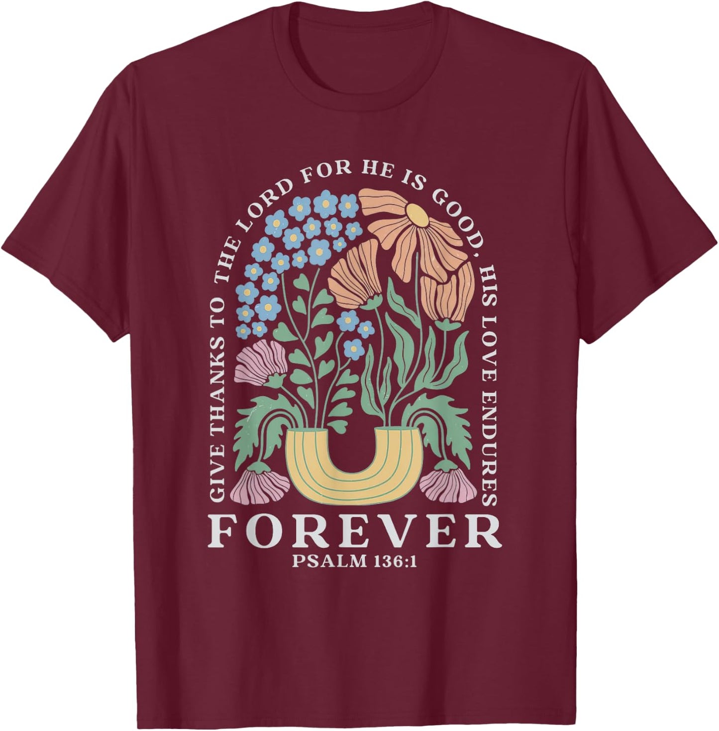Boho Christian Shirt Women Bible Verse Jesus Vintage Floral T-Shirt - T-Shirt | Maroon