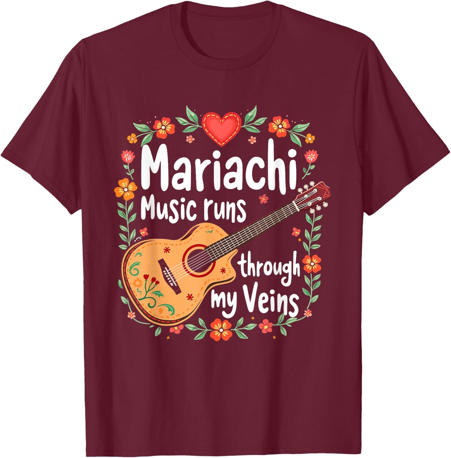 Traditional Mexican Cultural Music Mariachi Lover Fiesta T-Shirt - T-Shirt | Maroon