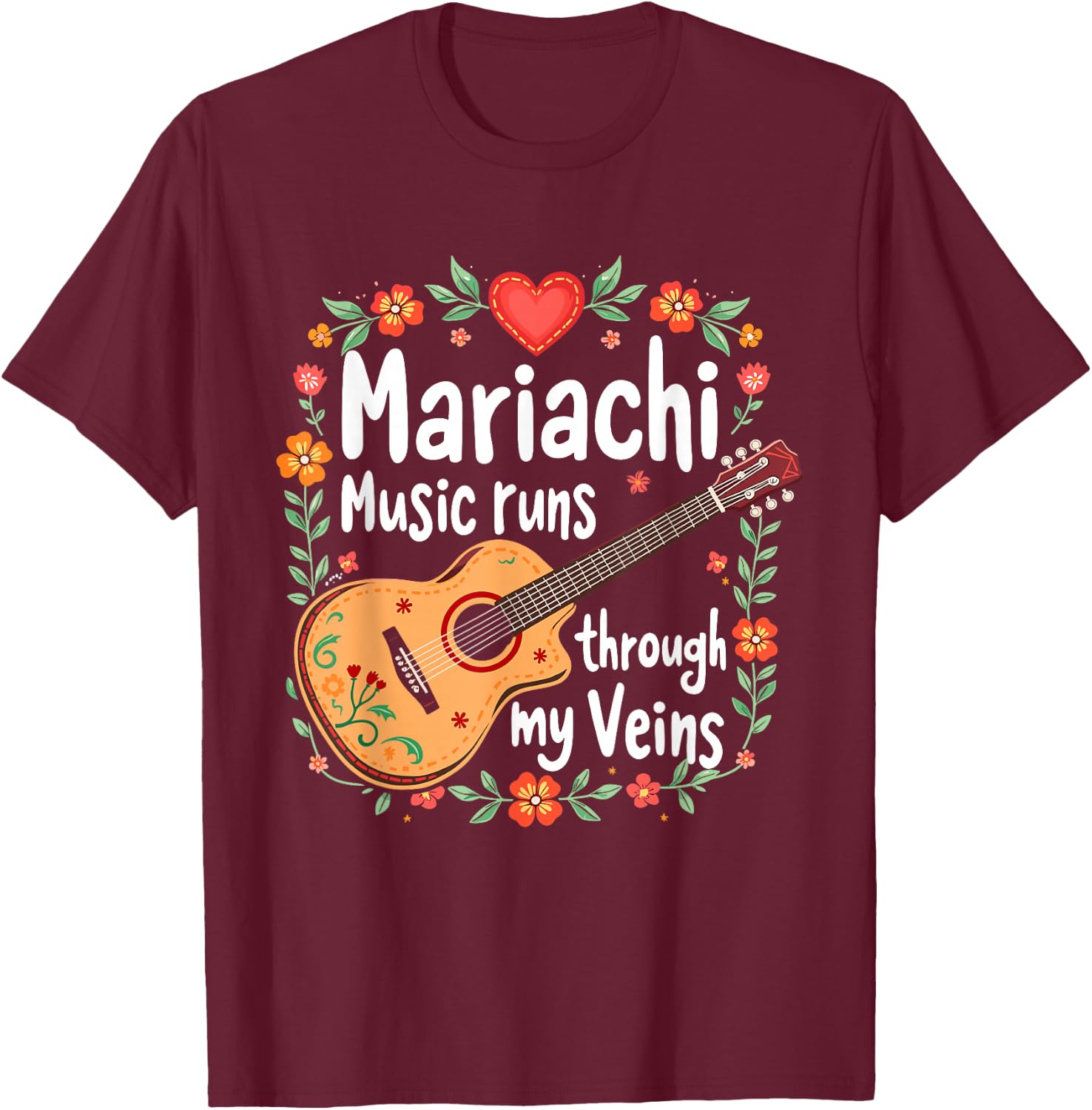 Traditional Mexican Cultural Music Mariachi Lover Fiesta T-Shirt - T-Shirt | Maroon