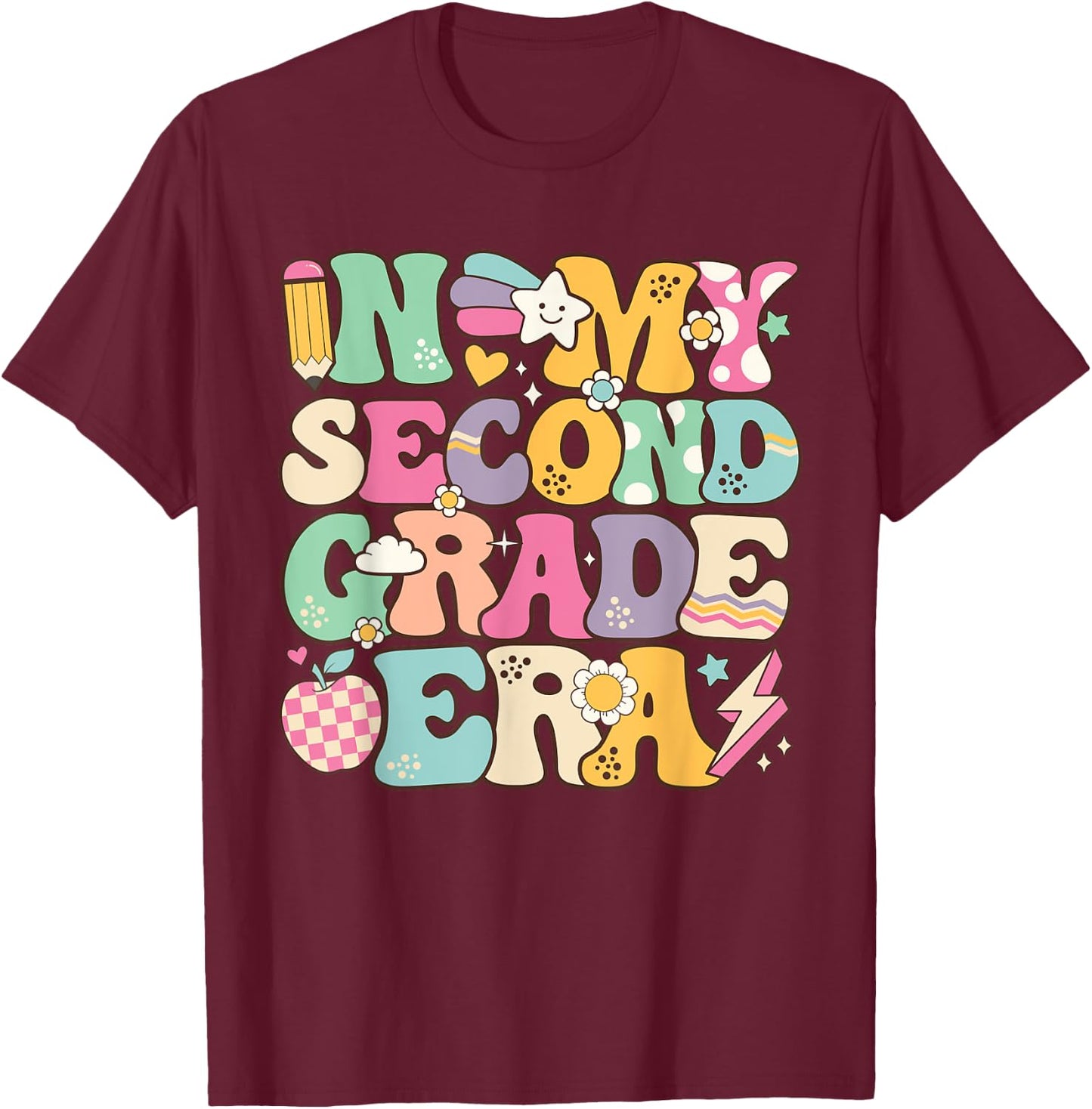 In My Second Grade Era Girl Back To School 2nd Grade Teacher T-Shirt - T-Shirt | Maroon