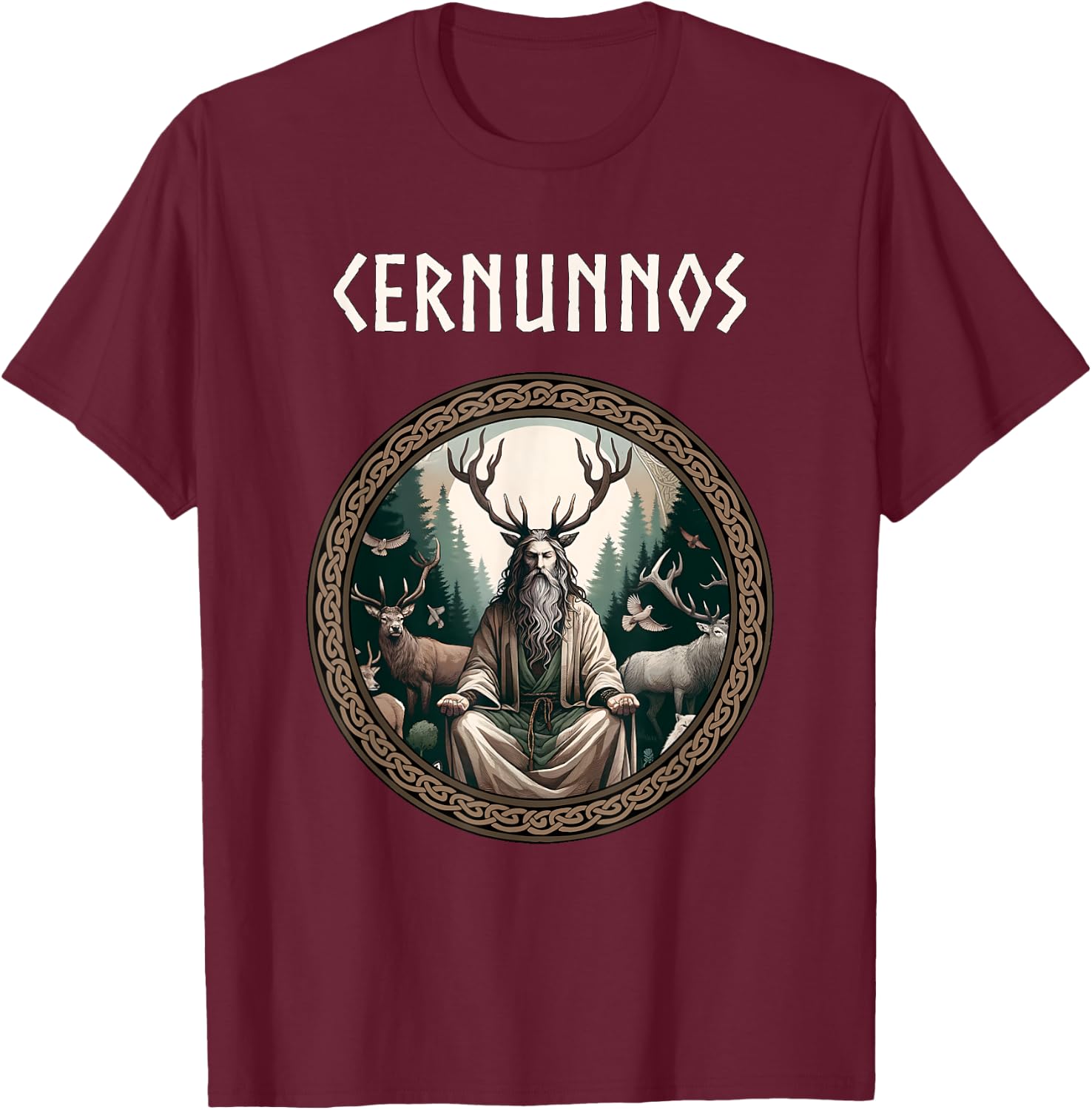 Cernunnos Celtic God of the Wilds Celtic Mythology T-Shirt - T-Shirt | Maroon