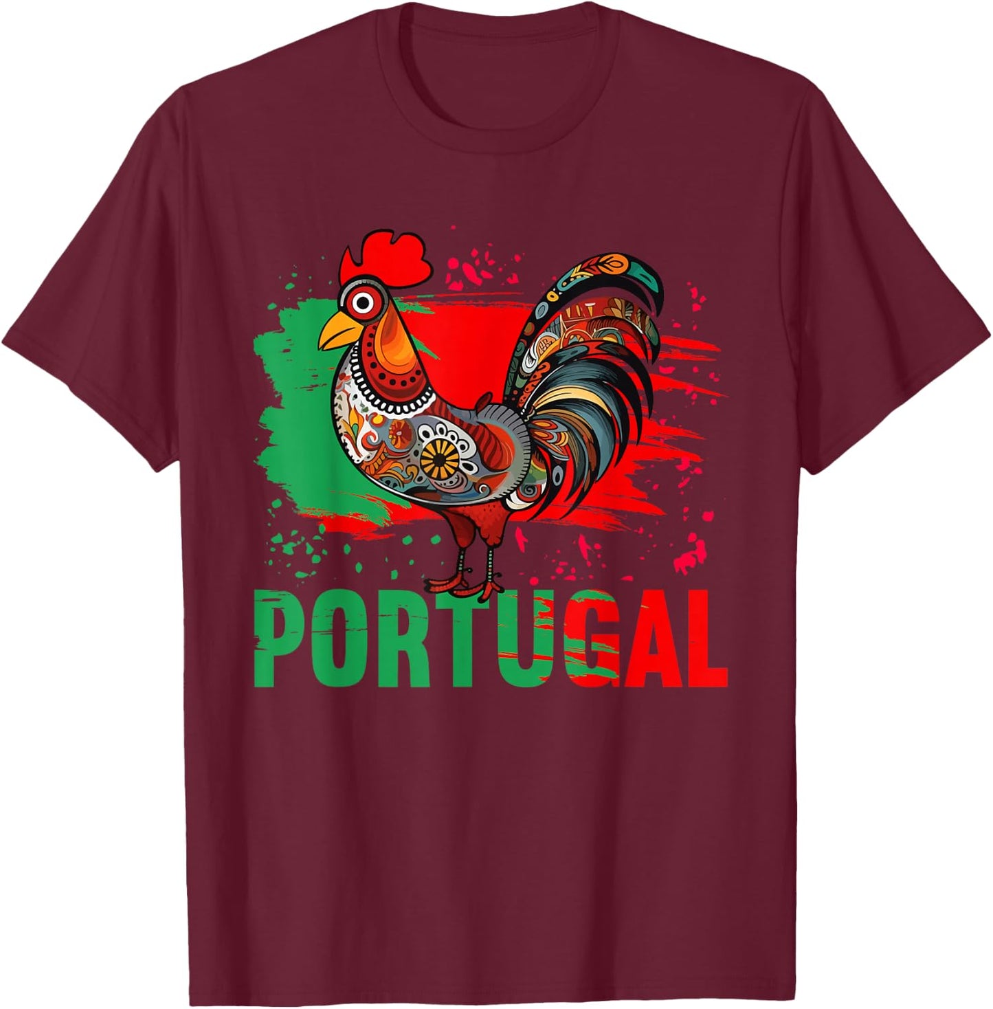 Galo de Barcelos Portuguese Rooster Shirt Portugal T-Shirt - T-Shirt | Maroon
