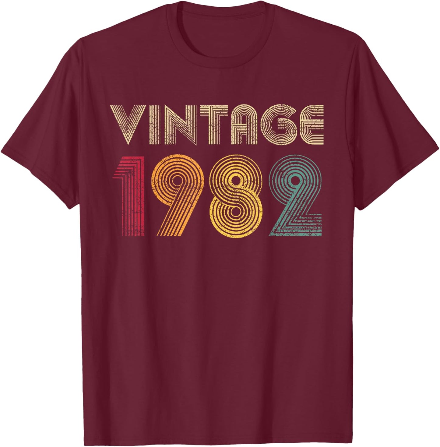 Vintage 1982 44th Birthday 44 Years Old Retro Men Women T-Shirt - T-Shirt | Maroon