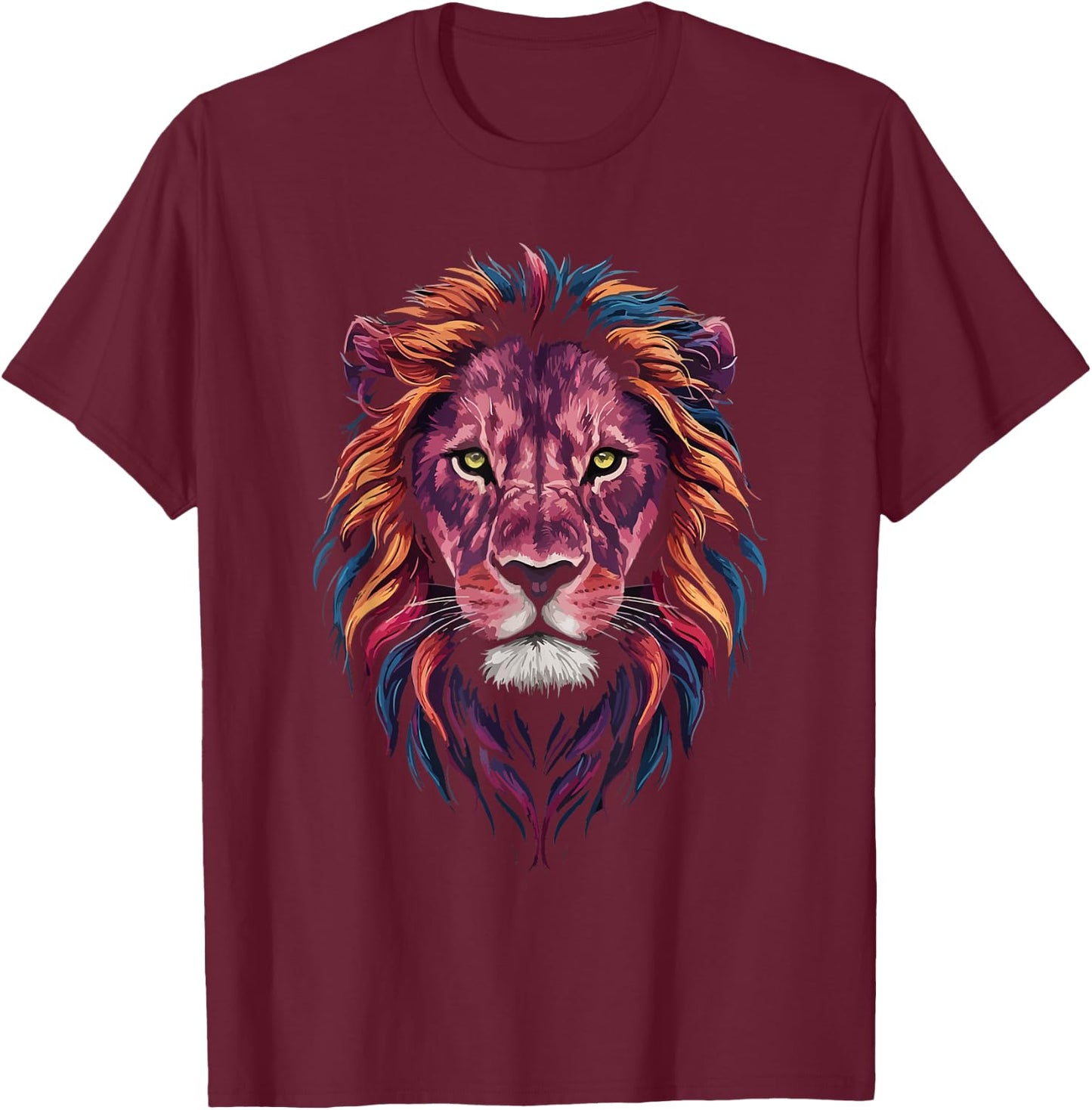 Lion Mane Face Head Art Print Graphic Design Men Women Kids T-Shirt - T-Shirt | Maroon
