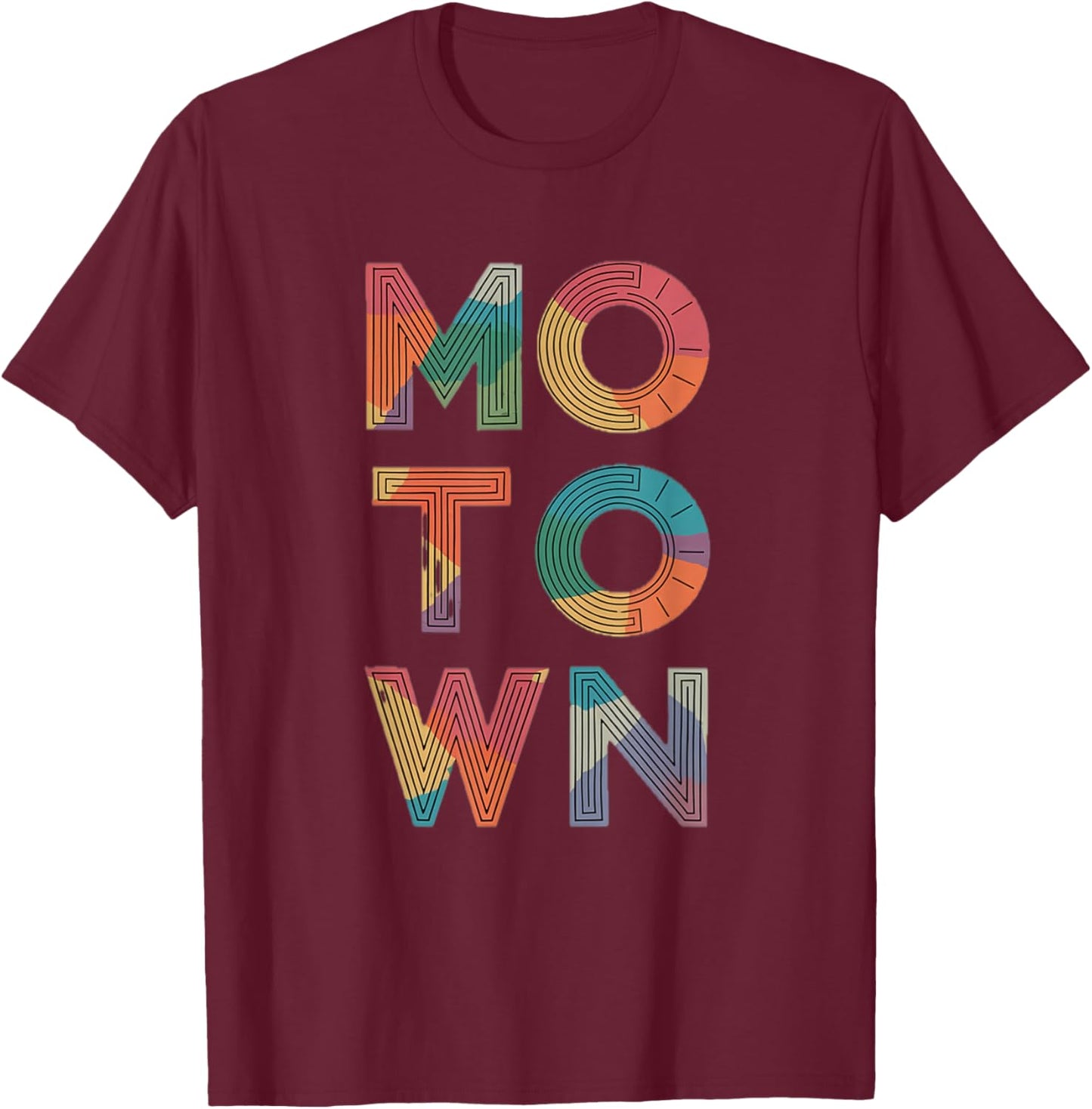 Motown Vintage Inspired Detroit Michigan Typographic Style T-Shirt - T-Shirt | Maroon