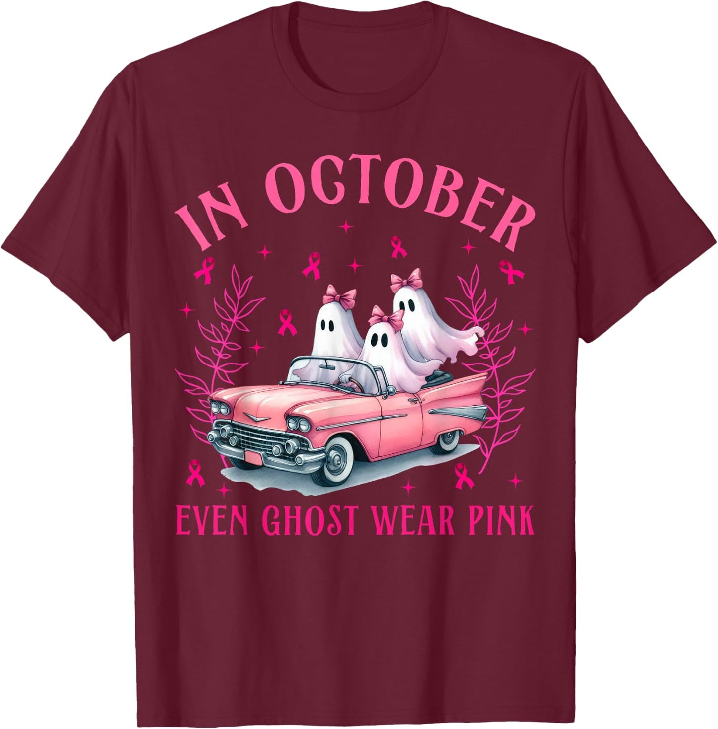 In October Even Ghost Wear Pink T-Shirt - T-Shirt | Maroon