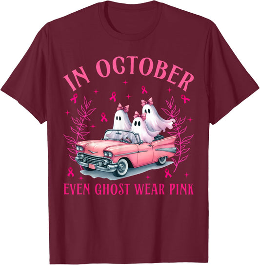 In October Even Ghost Wear Pink T-Shirt - T-Shirt | Maroon