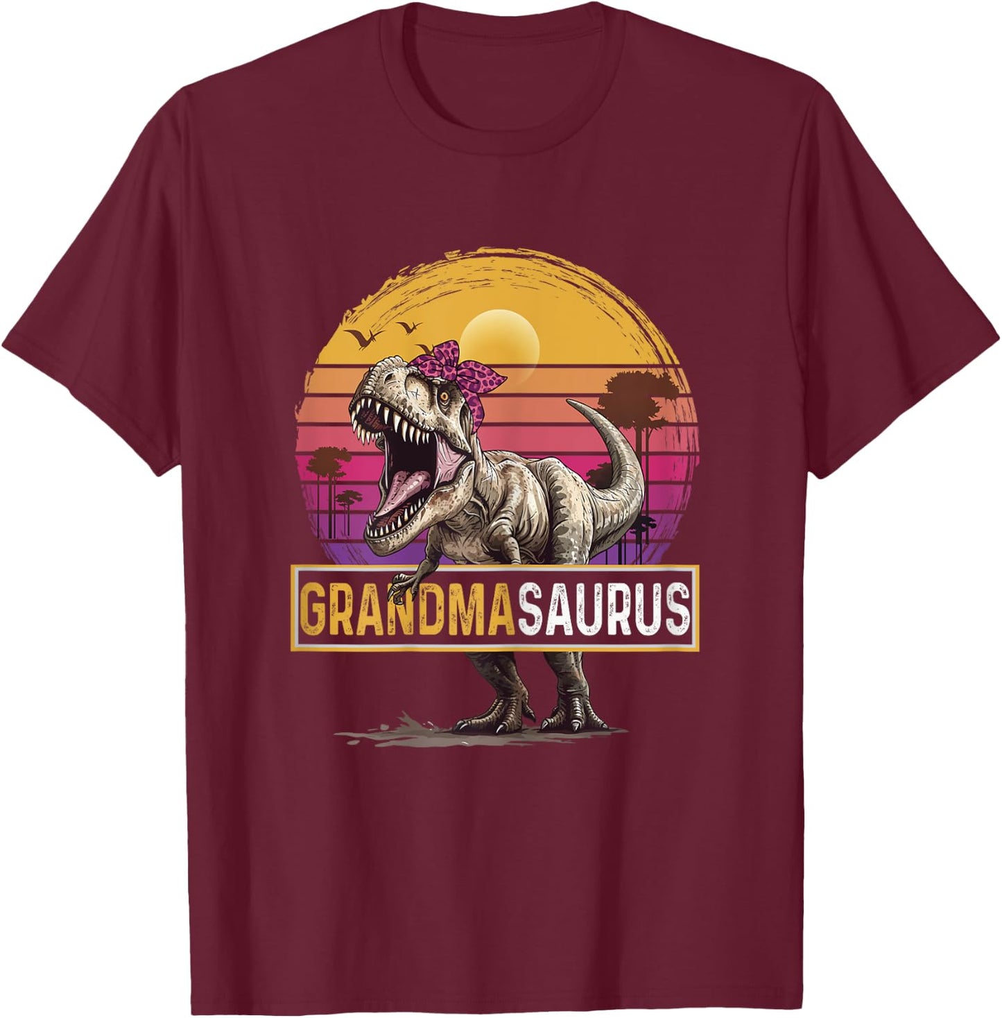 Grandmasaurus T Rex Dinosaur Grandma Family Matching T-Shirt - T-Shirt | Maroon