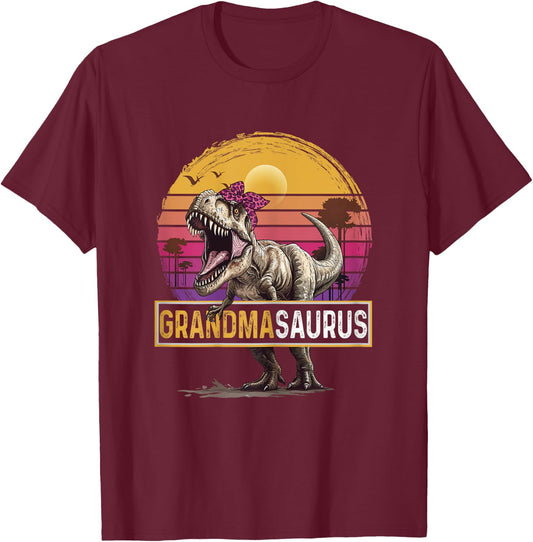 Grandmasaurus T Rex Dinosaur Grandma Family Matching T-Shirt - T-Shirt | Maroon