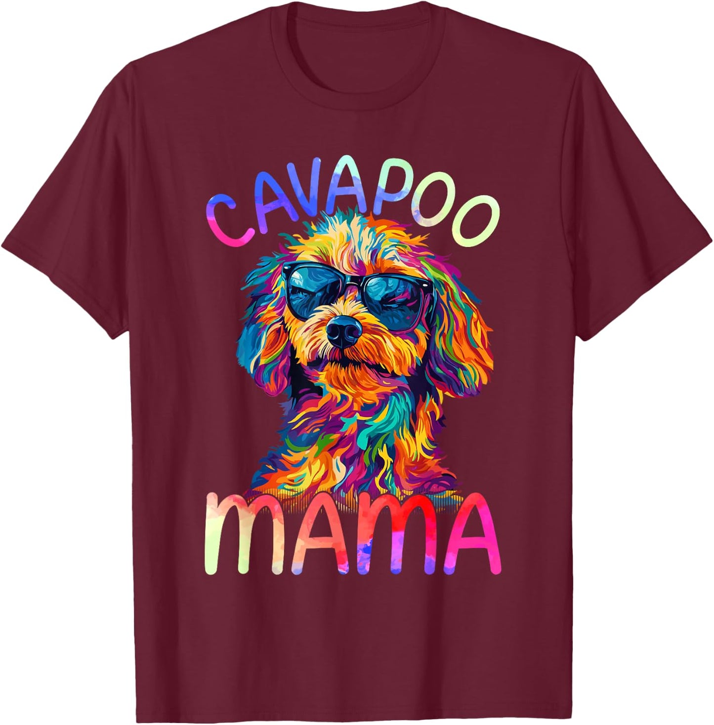 Cavapoo Mom Mama Colorful Pop Art Cavapoo Dog T-Shirt - T-Shirt | Maroon