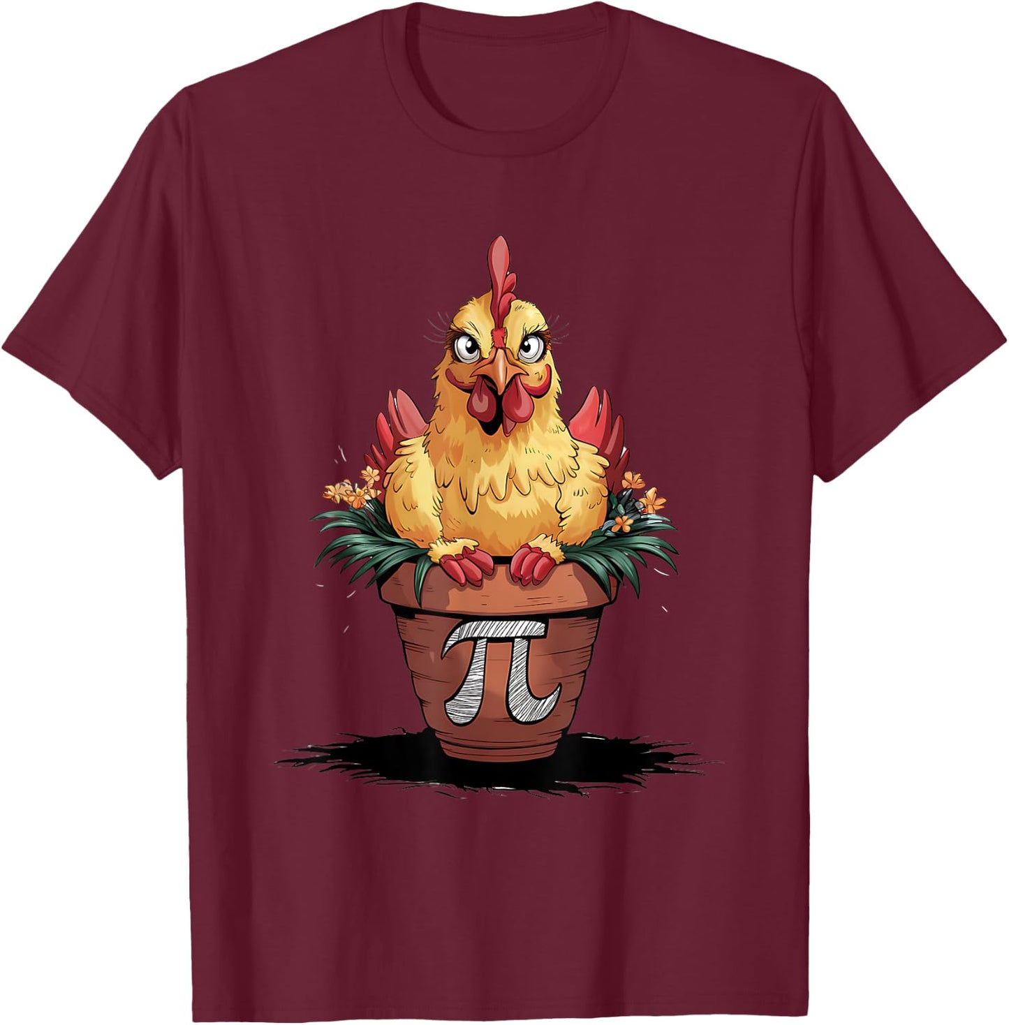 Math Lover Geek 3.14 Funny Chicken Pot PI Day T-Shirt - T-Shirt | Maroon