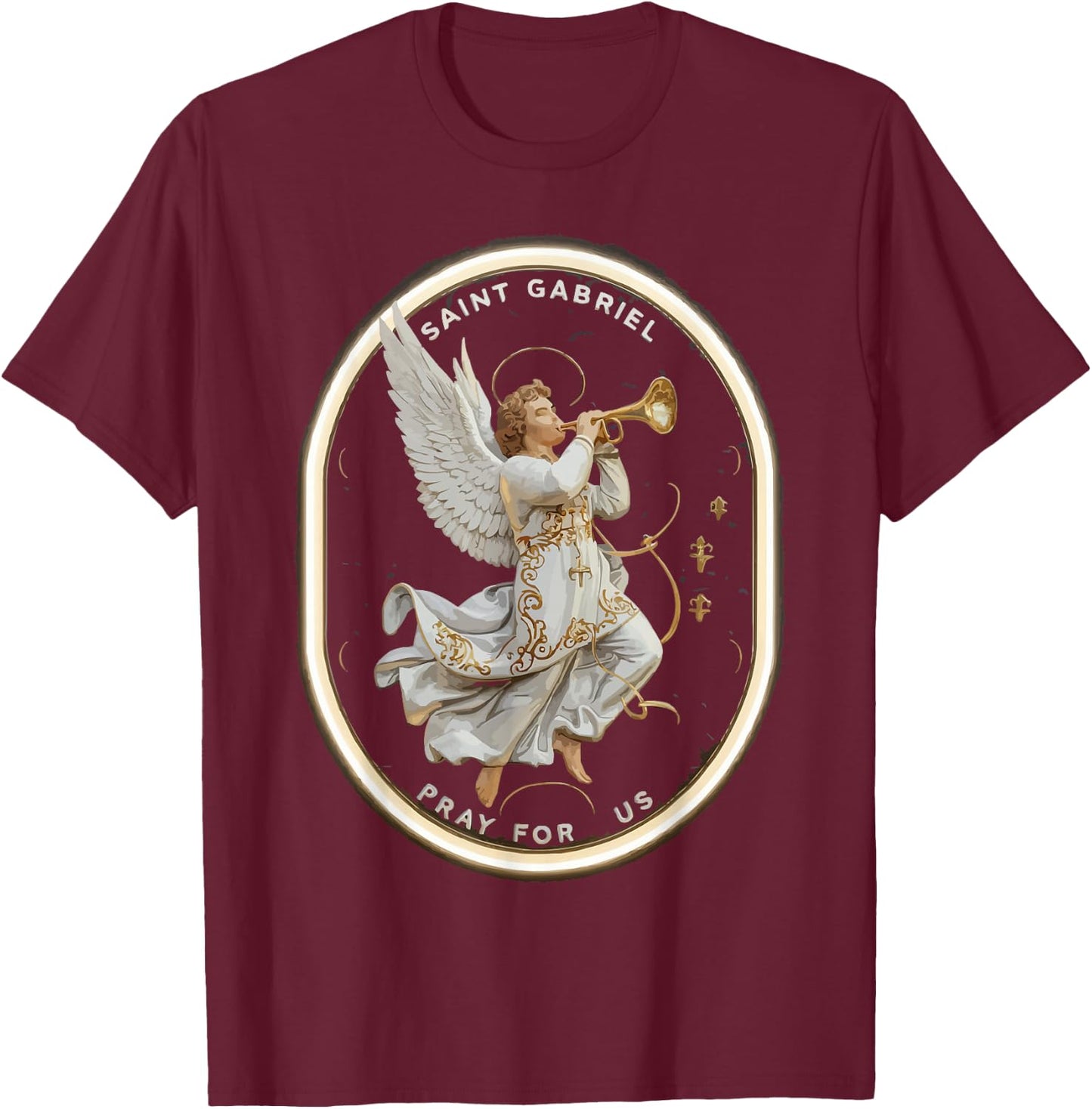 Archangel Gabriel Catholic Christianity Guardian Angel T-Shirt - T-Shirt | Maroon