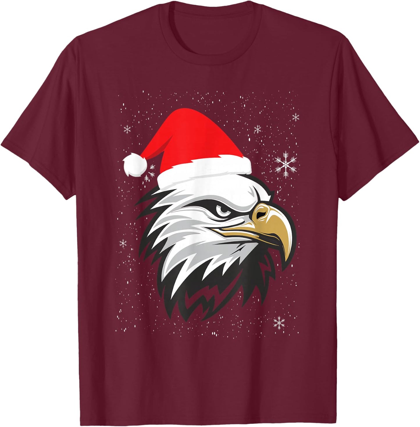 Funny Christmas Santa Hat American Bald Eagle T-Shirt - T-Shirt | Maroon