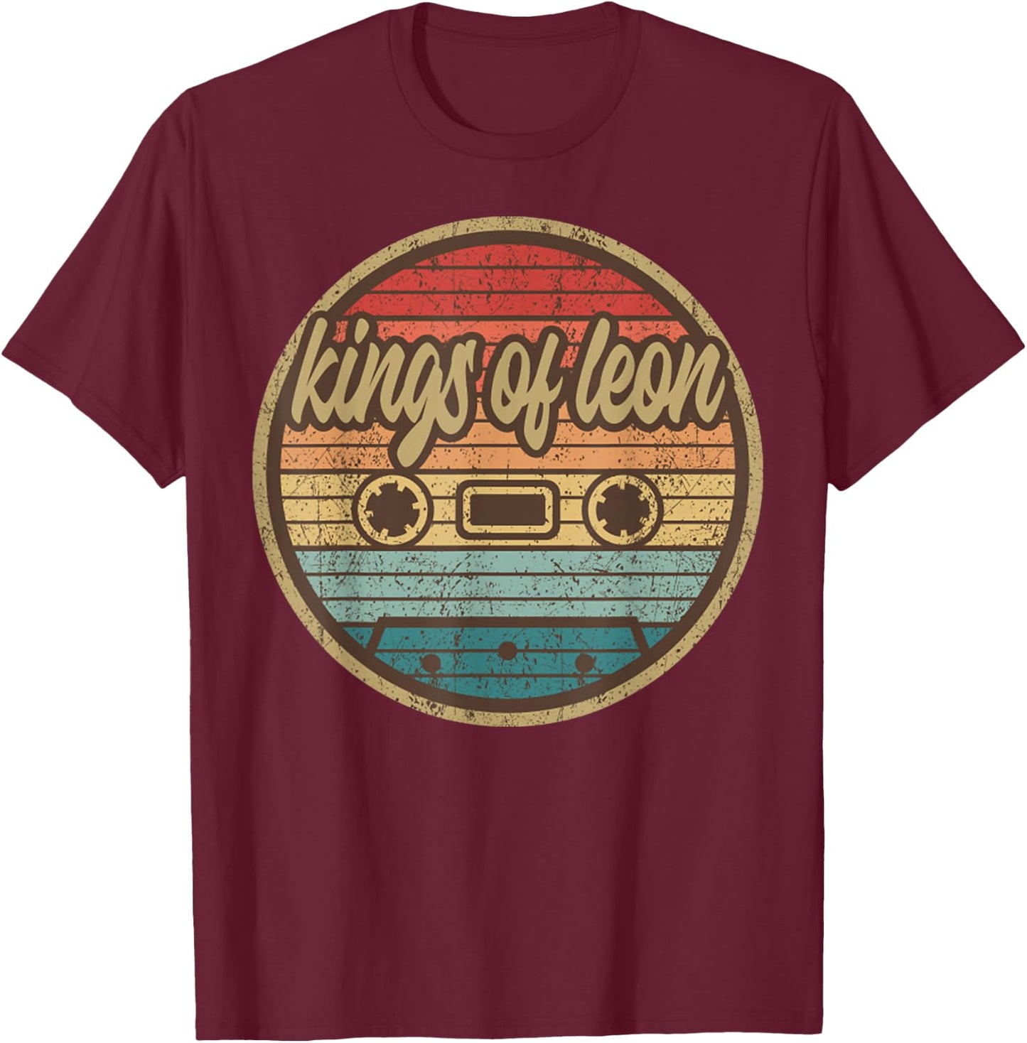 Musician Leons King Cassette Retro Circle 2000s Rock Vintage T-Shirt - T-Shirt | Maroon