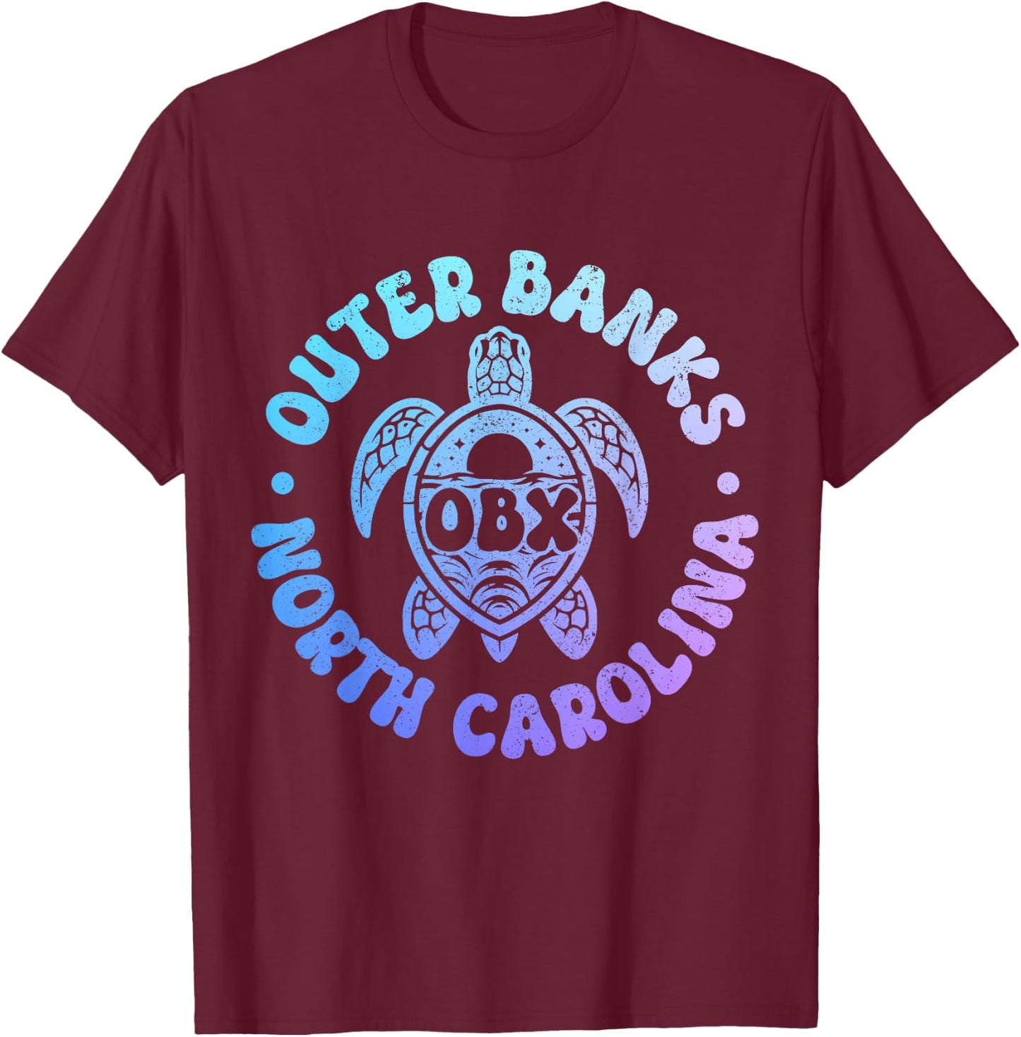 Outer Banks North Carolina Sea Turtle Beach Surf Souvenir T-Shirt - T-Shirt | Maroon