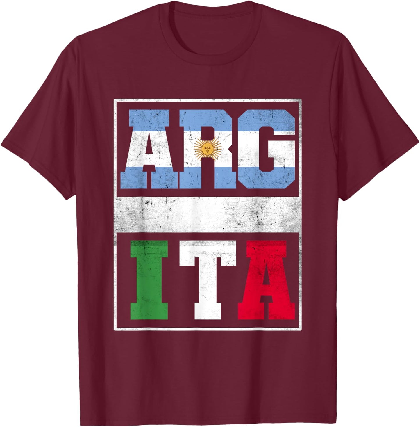 Argentina and Italy Mix Heritage Argentinian Italian Roots T-Shirt - T-Shirt | Maroon