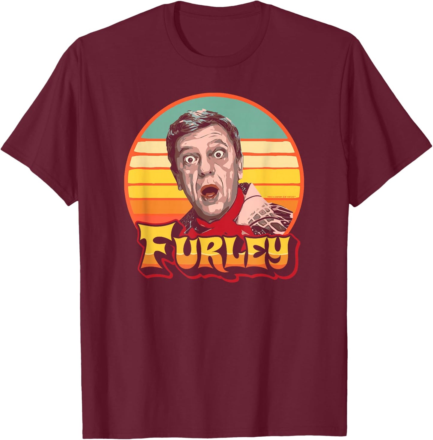 Funny Mister Furley Three's Company Retro Eighties Sunset T-Shirt - T-Shirt | Maroon