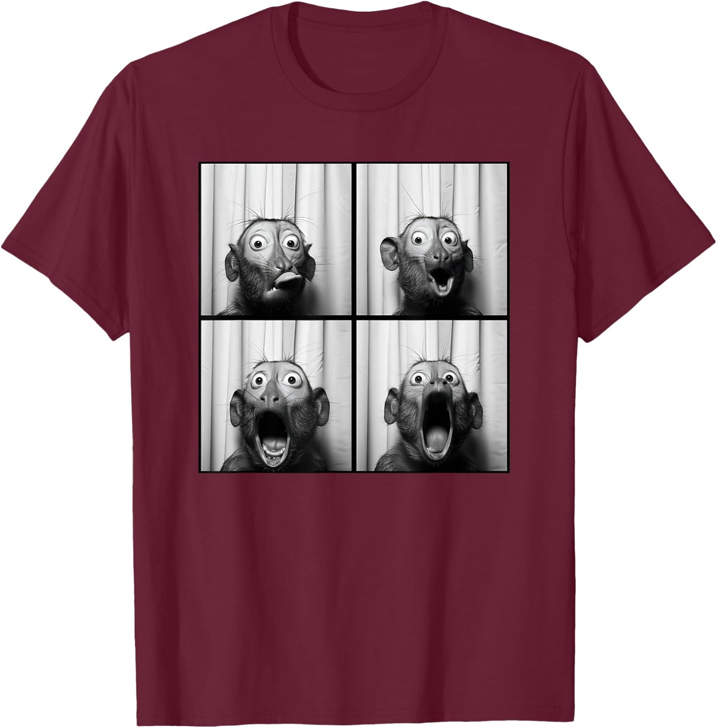 Weird Monkey Animal Face Photobooth T-Shirt - T-Shirt | Maroon