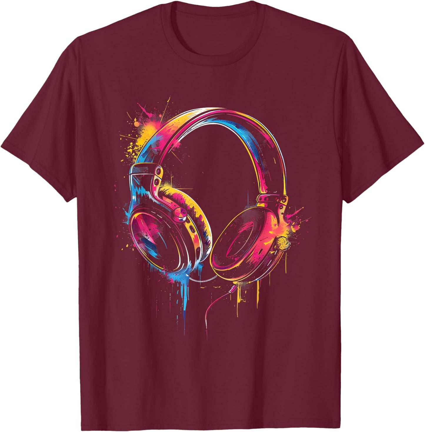 Headphones Music DJ Artwork Music Lover Beatmaker Techno T-Shirt - T-Shirt | Maroon