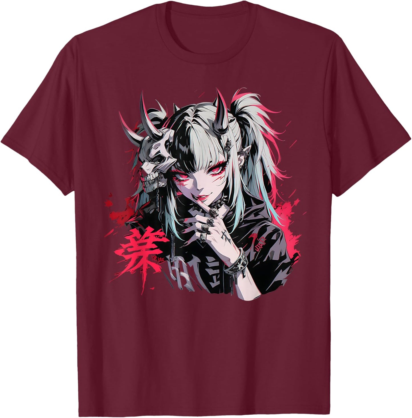 Gothic Anime Demon Waifu Cute Japan Manga Vaporware Retro T-Shirt - T-Shirt | Maroon