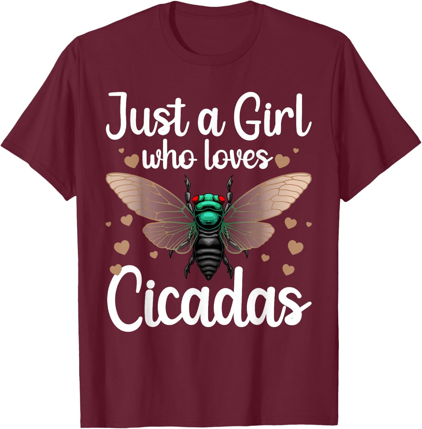 Funny Cicadas Art For Girls Kids Women Insect Lover Cicada T-Shirt - T-Shirt | Maroon