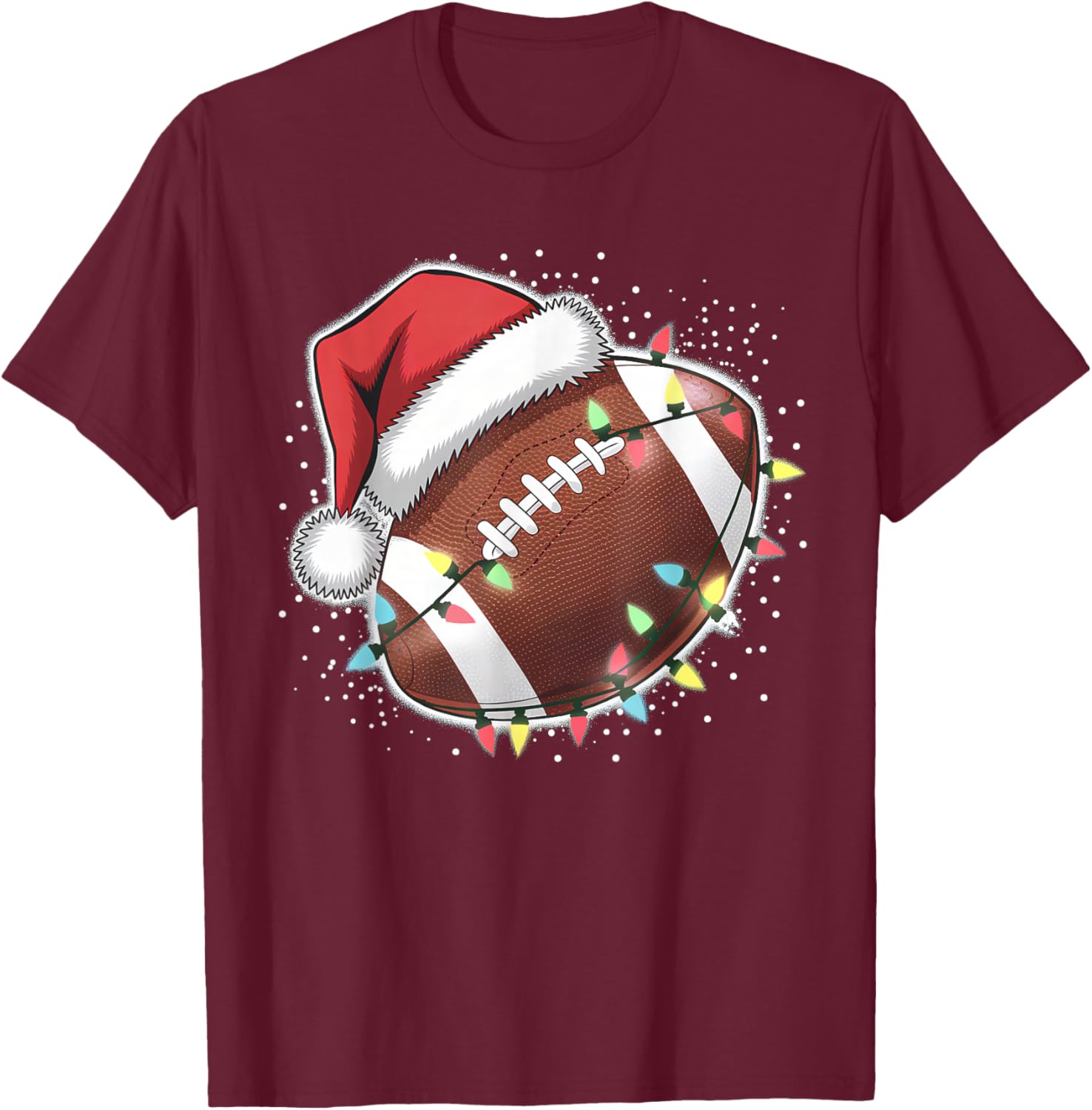 Christmas Football Player Santa Sports Design Boys T-Shirt - T-Shirt | Maroon