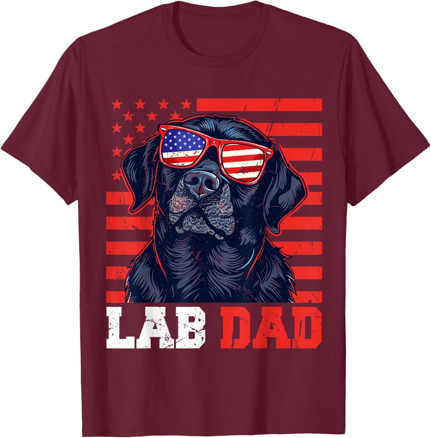 Funny Lab Dad Usa Stars Labrador 4th Of July Fathers Day Men T-Shirt - T-Shirt | Maroon