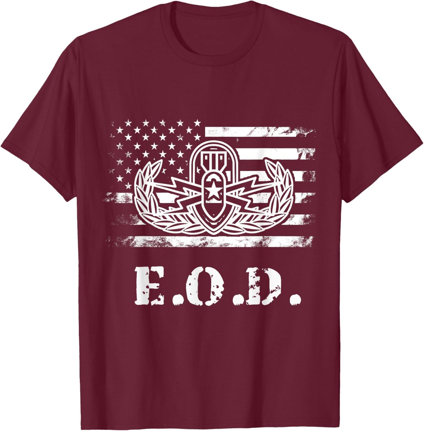 Veterans Loadout US Army EOD Logo - Men's Black Classic Fit Short Sleeve - Small T-Shirt - T-Shirt | Maroon