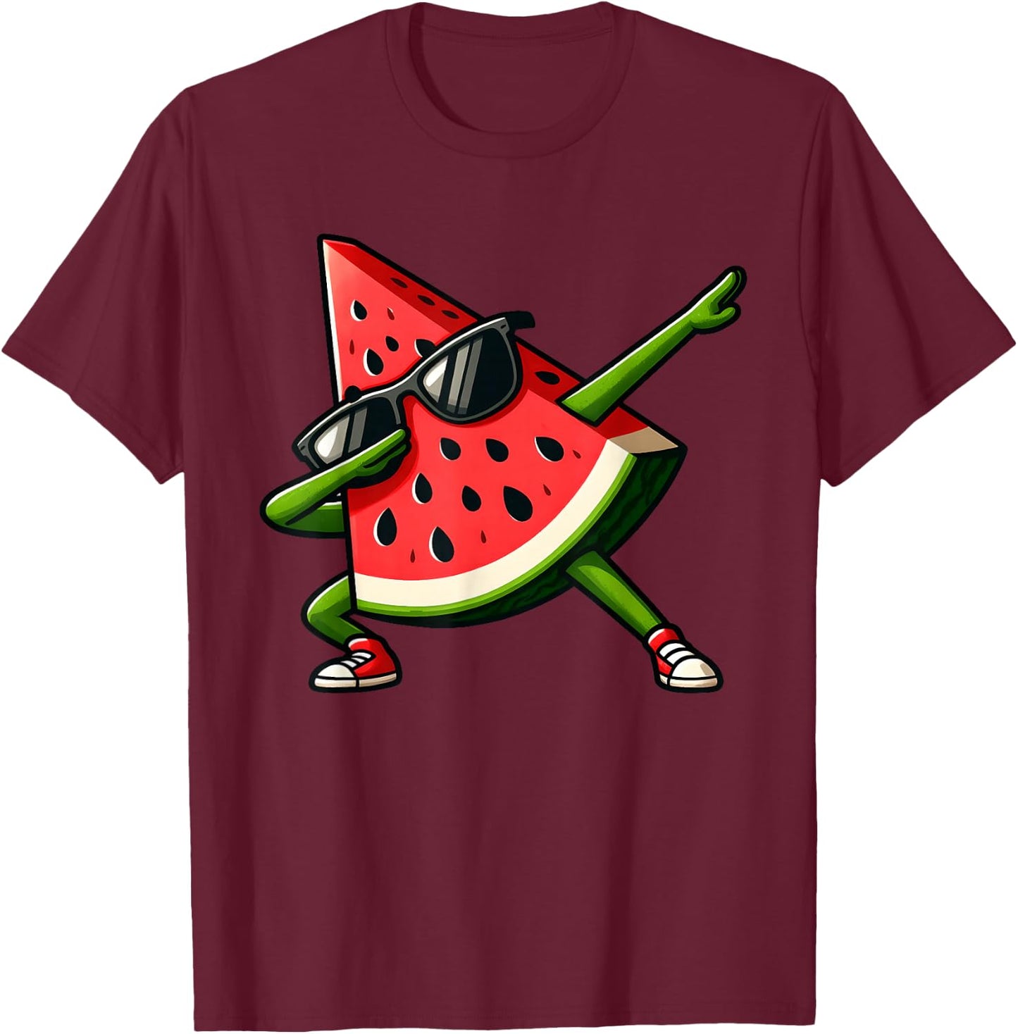 Dabbing Watermelon Kawaii Summer Tropical Fruit Lovers Kids T-Shirt - T-Shirt | Maroon