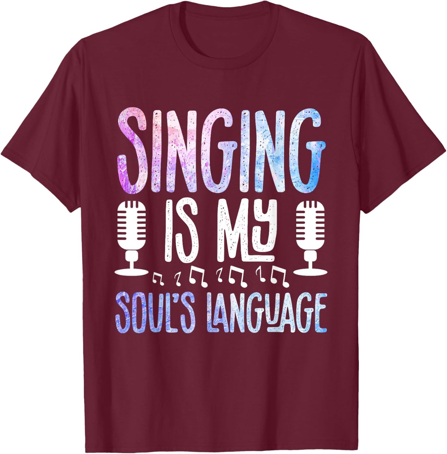 Music Notes Singer Performance Microphone T-Shirt - T-Shirt | Maroon