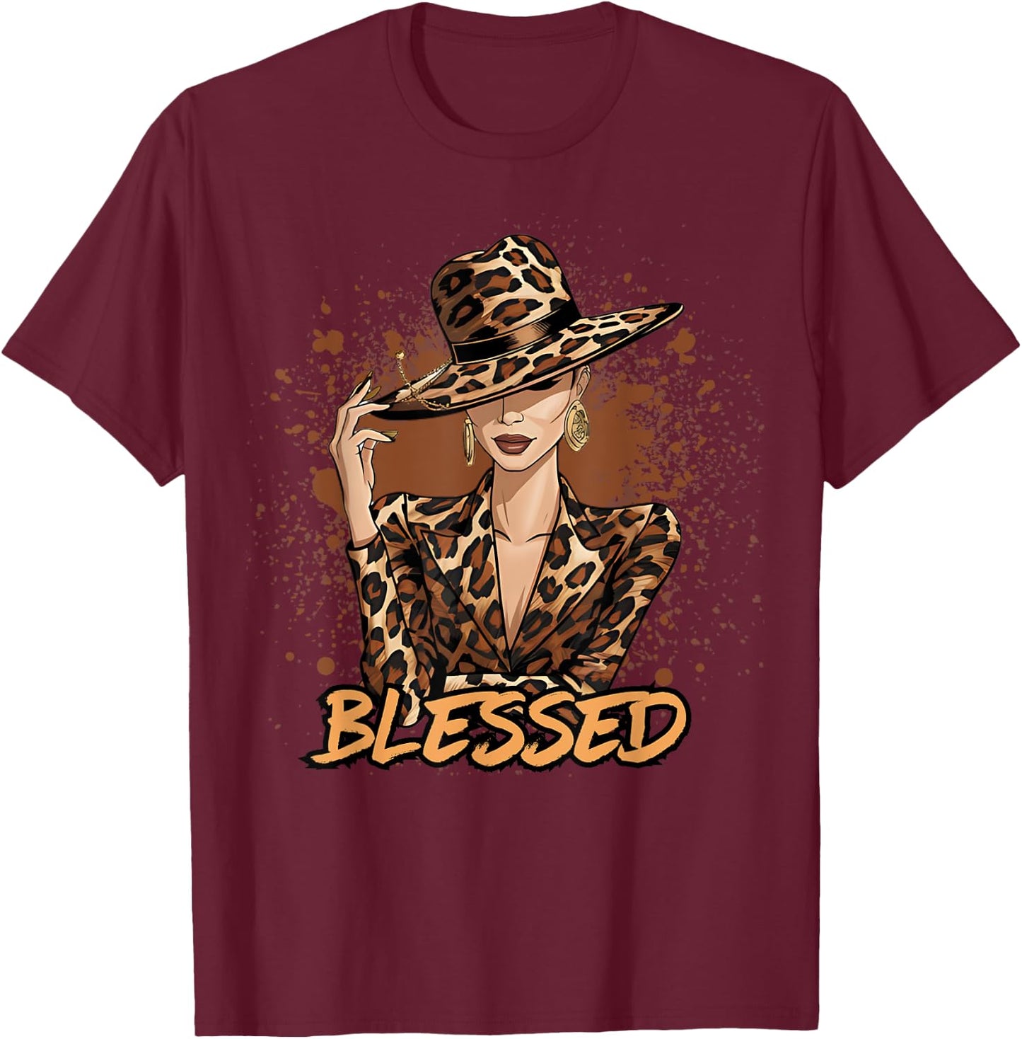 Blessed Black Cowgirl Western Swag African Leopard Christian T-Shirt - T-Shirt | Maroon