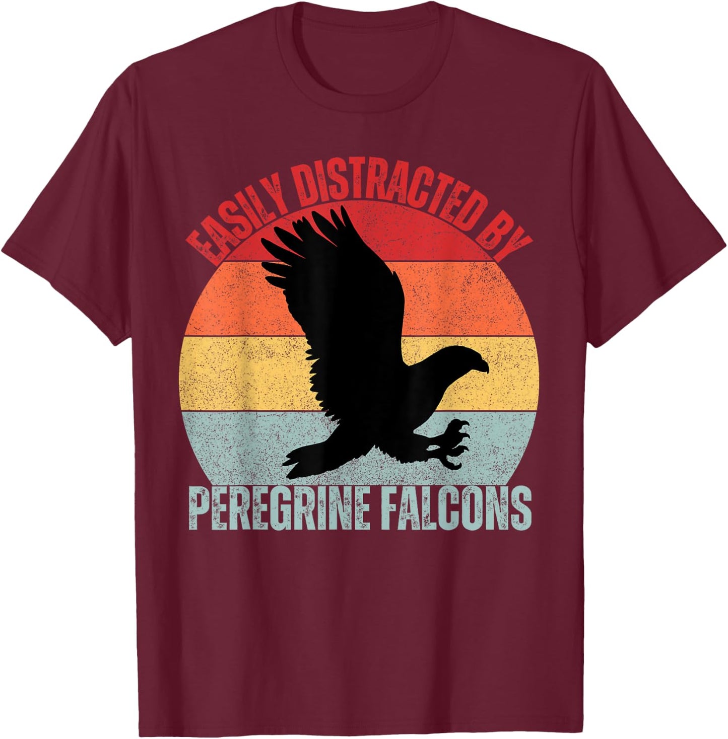 Easily Distracted By Peregrine Falcons Birds Kids Falcon T-Shirt - T-Shirt | Maroon