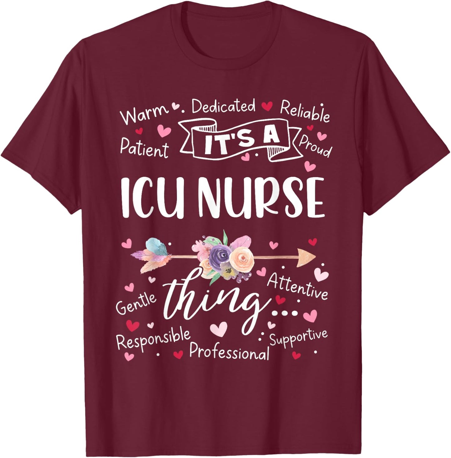 ICU Registered Nurse Intensive Care Unit RN Squad Team Crew T-Shirt - T-Shirt | Maroon