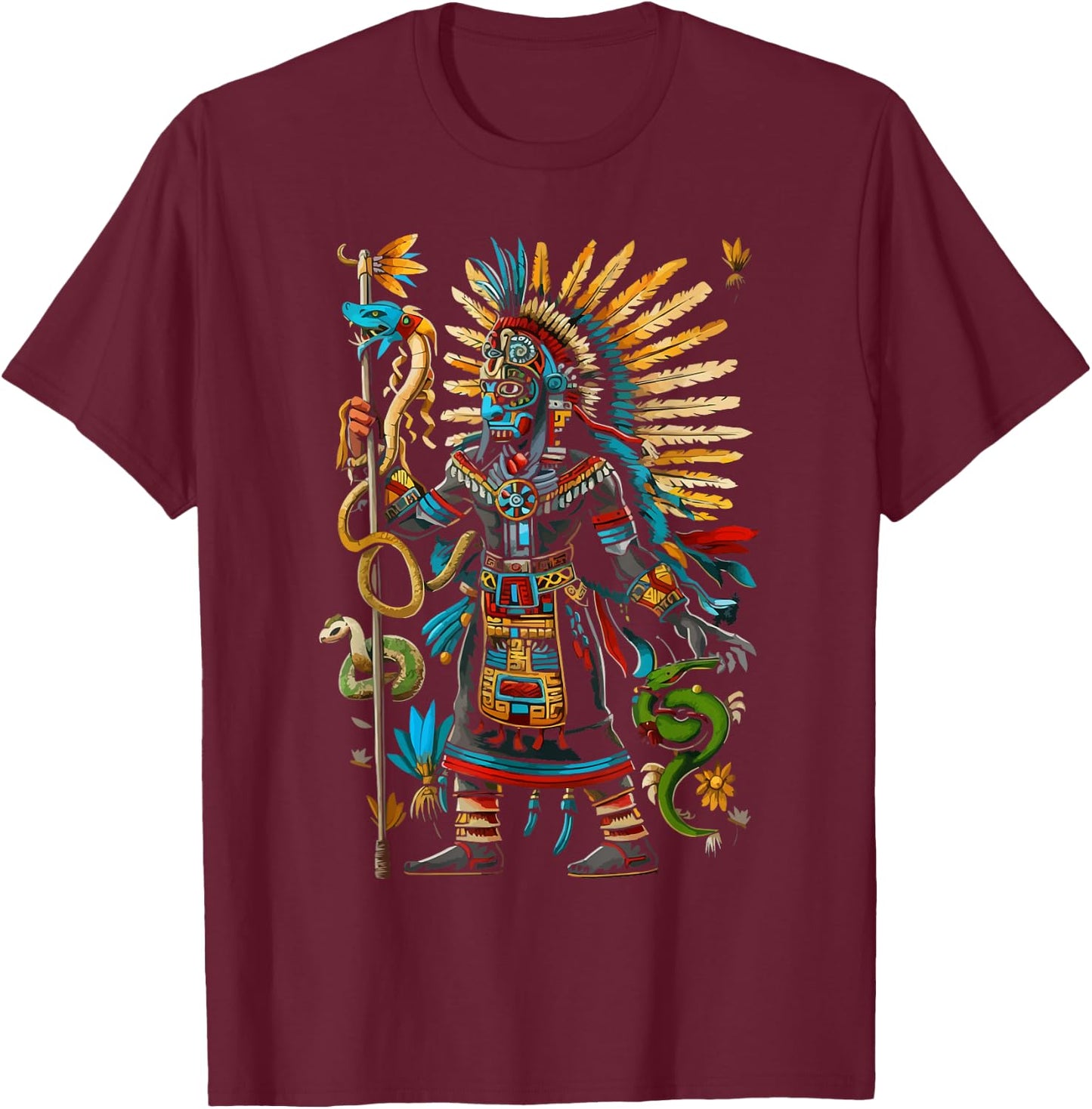 Aztec God Aztec Culture Mayan Indigenous Tlaloc Statue T-Shirt - T-Shirt | Maroon