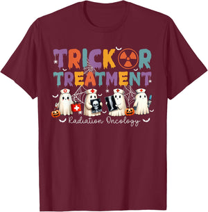 Treat Or Treatment Radiation Oncology T-Shirt - T-Shirt | Maroon