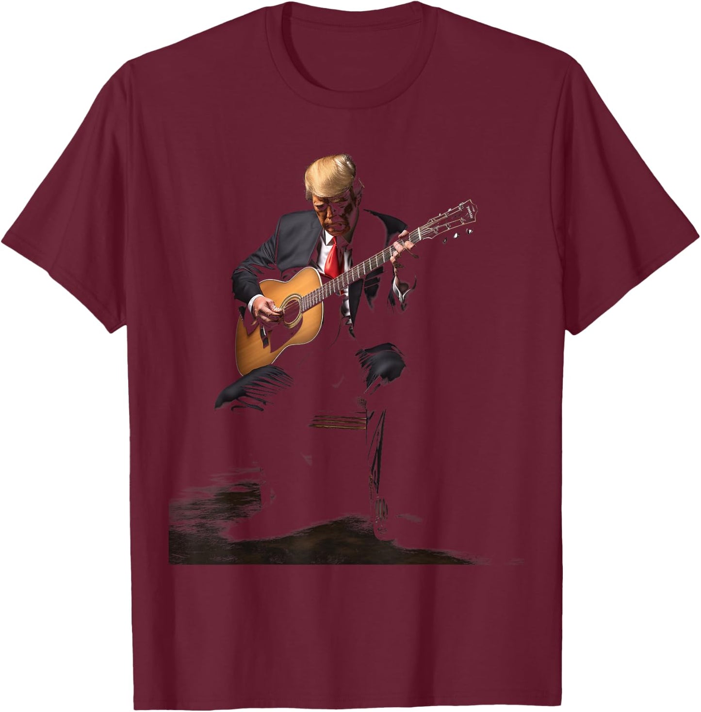 Acoustic Guitar Player Six String Classic Rock & Roll Trump T-Shirt - T-Shirt | Maroon
