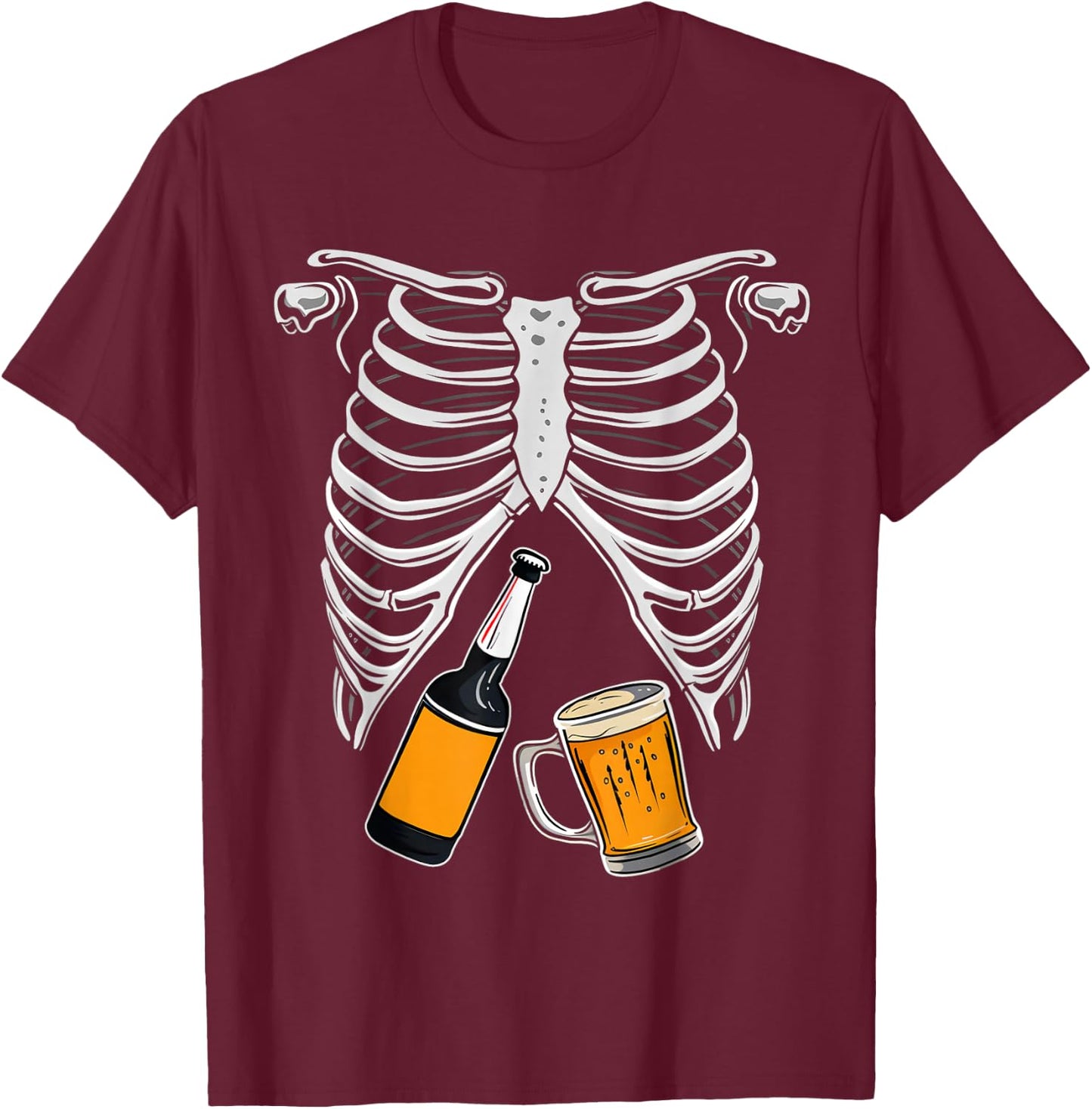 Skeleton Costume Halloween Beer Xray Matching Family Dad T-Shirt - T-Shirt | Maroon